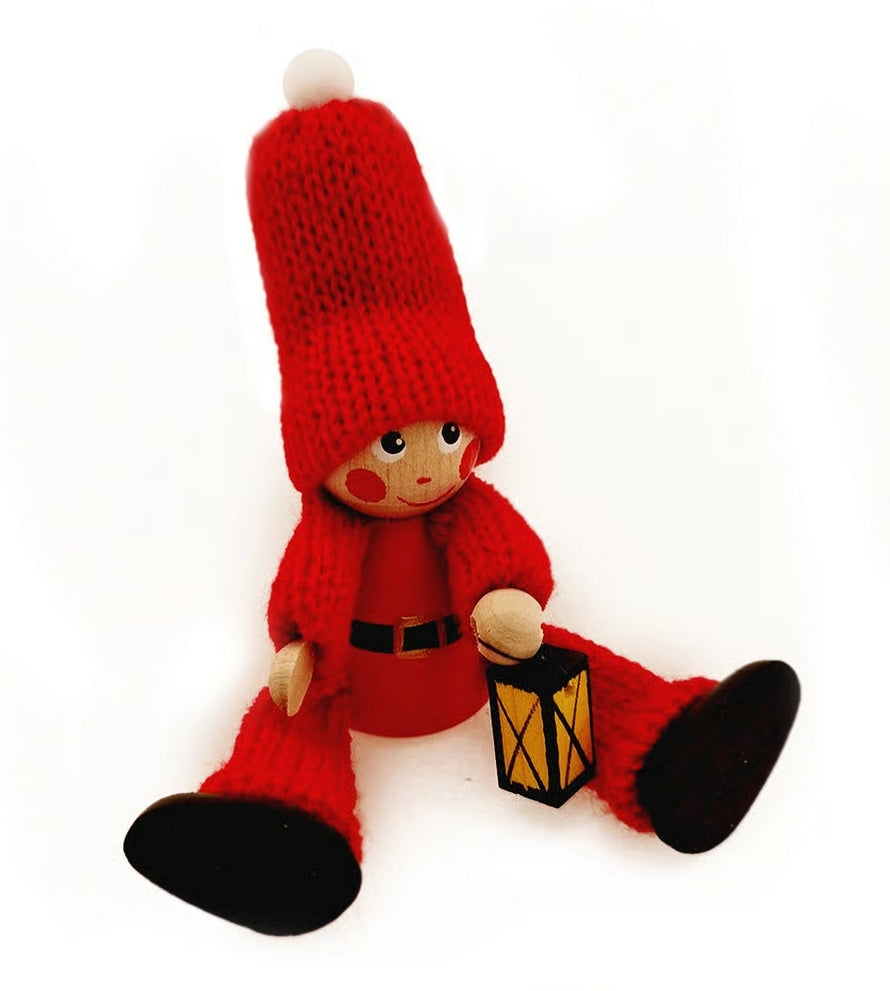 【クリスマス限定】スカンジナビスク・ヘムスロイド 北欧サンタ「プレゼントガールお座り&ランタンボーイお座り」 2個セット