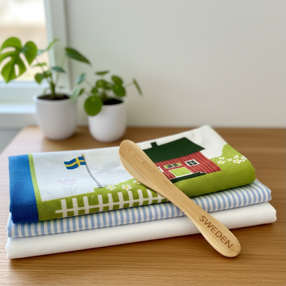 【スカンジナビスク・ヘムスロイド/Skandinavisk Hemslojd】プレゼントパック/キッチンタオル＆バターナイフセット