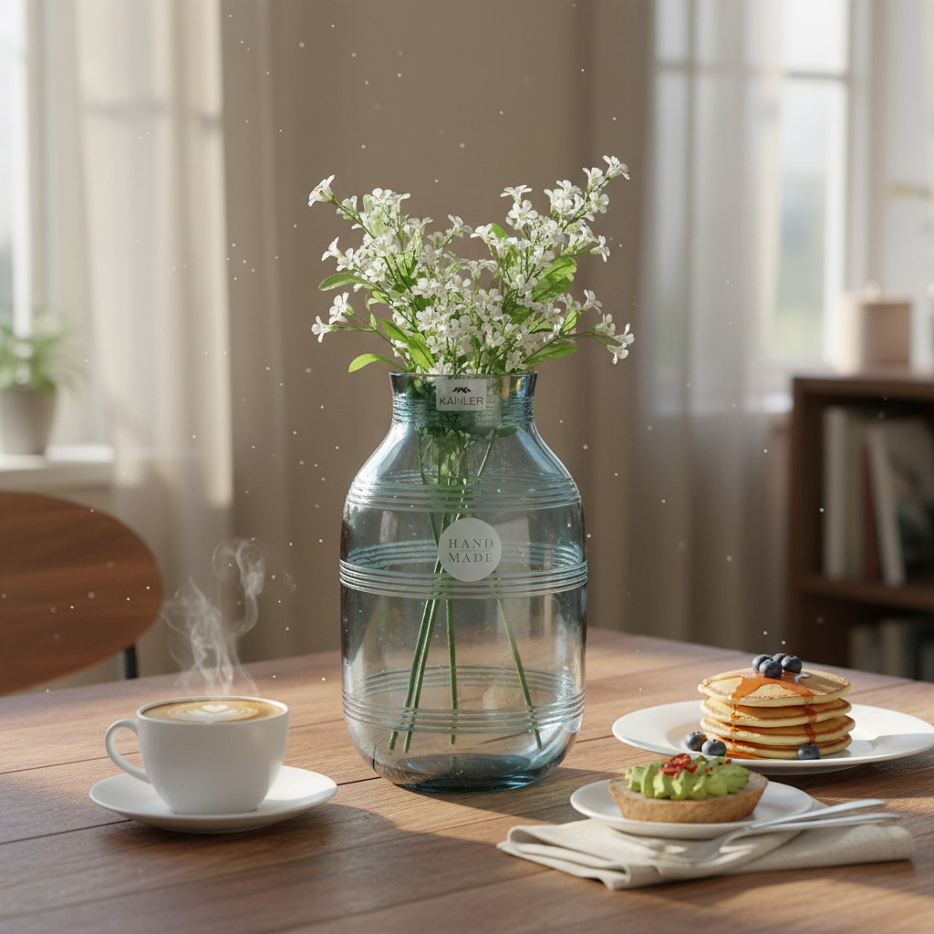 【KÄHLER】ケーラー　OMAGGIO　ベース　ミニ　花瓶　スチームブルー