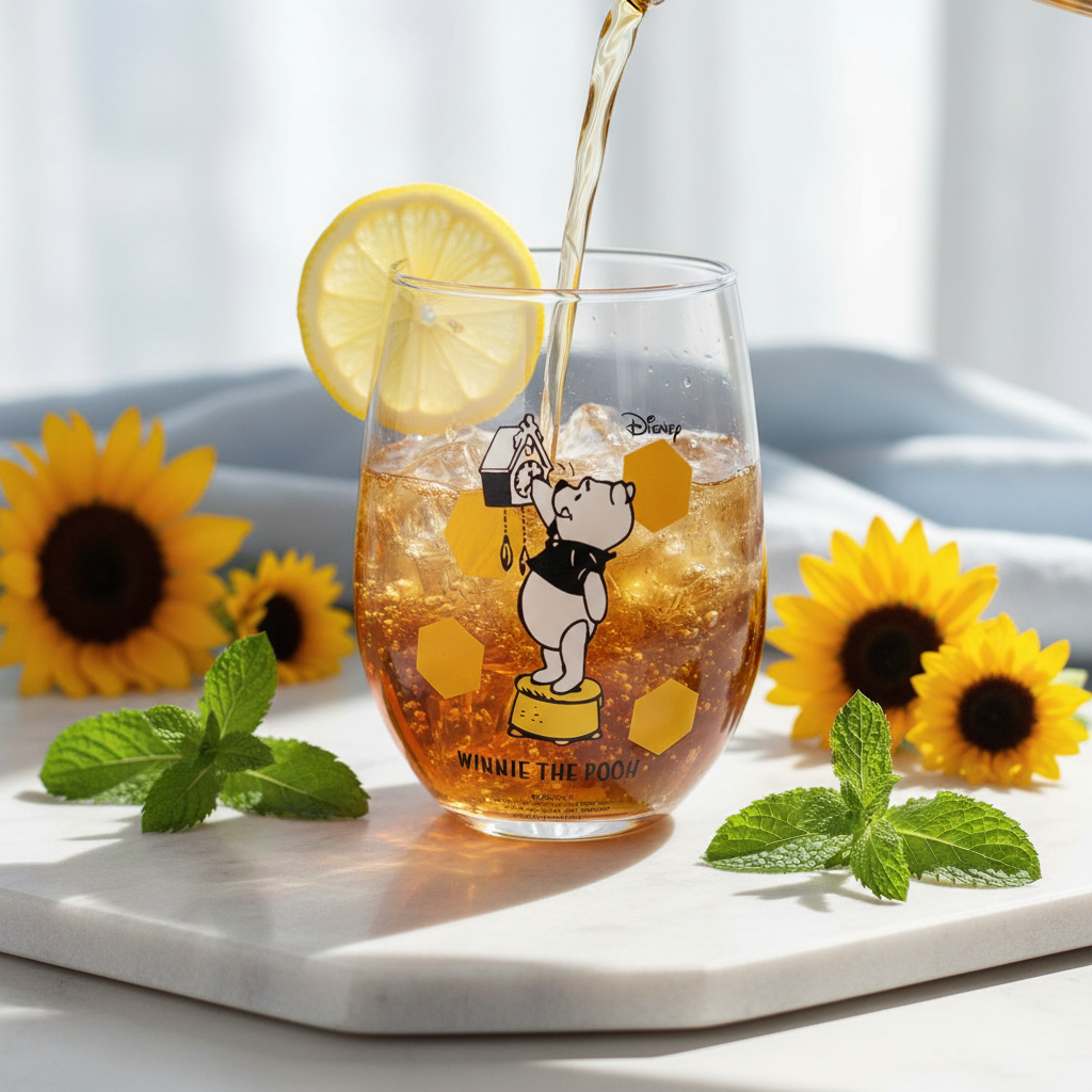 【winnie the pooh/くまのプーさん】コロッと丸いしずく型のグラス 　丸グラス